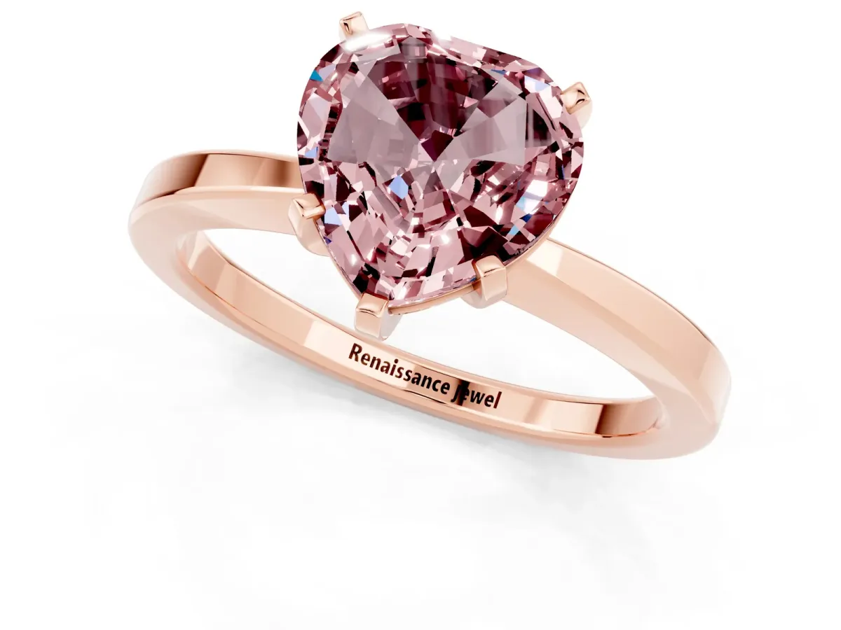 Heart Cut Morganite Solitaire Engagement Ring with Classic Band and Four-Prong Setting Rose gold