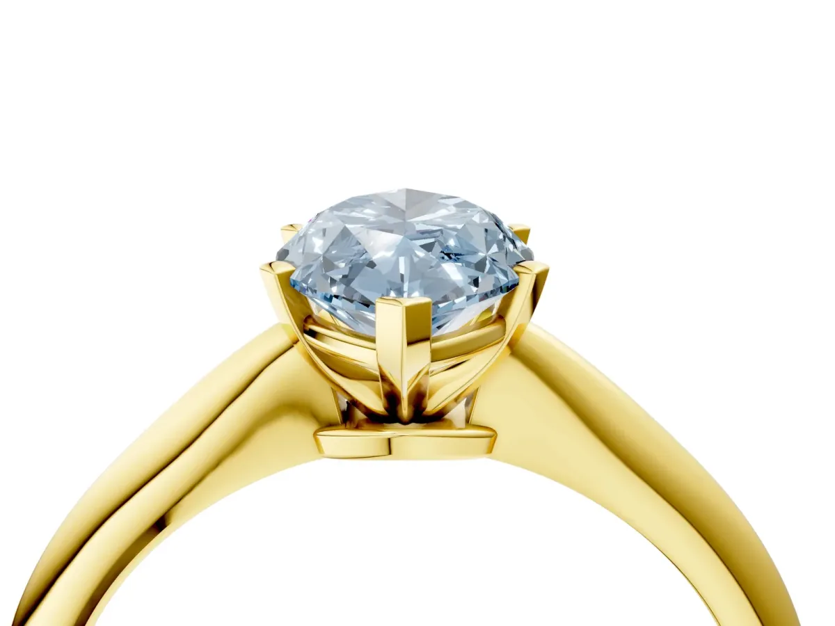 Fancy Blue Marquise Cut Diamond Solitaire Engagement Ring with Classic Band and Four-Prong Setting Yellow gold