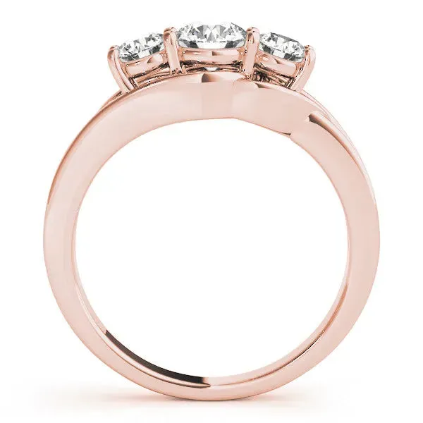 Three-Stone Round Cut Diamond Split Shank Prong Setting Ring Rose gold
