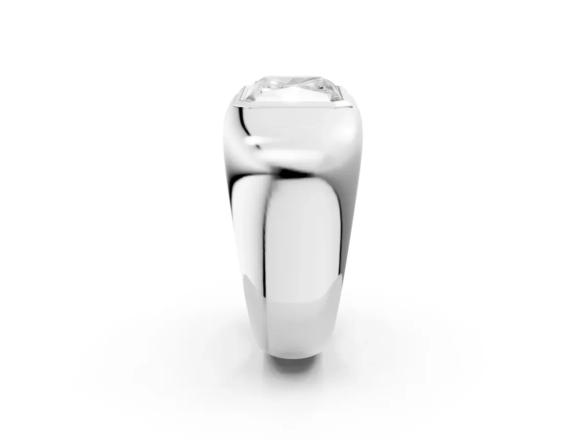 Radiant Diamond Bezel Set Mens Ring Platinum