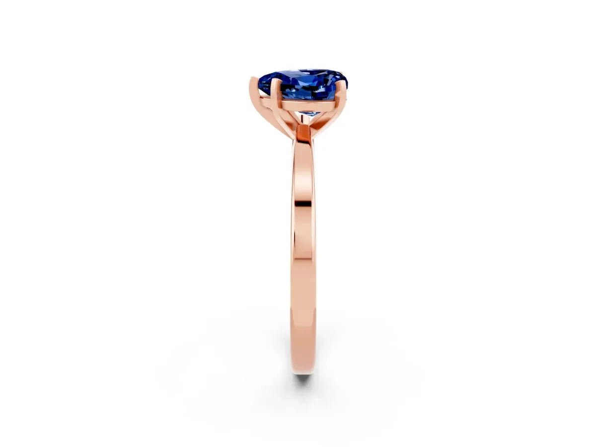 Heart Cut Blue Sapphire Solitaire Engagement Ring with Classic Band and Four-Prong Setting Rose gold