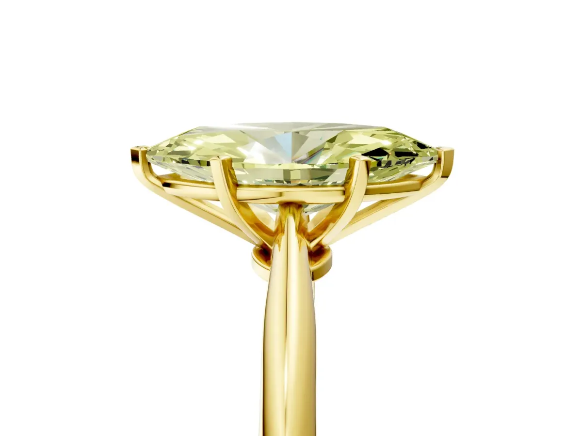 Fancy Yellow Marquise Cut Diamond Solitaire Engagement Ring with Classic Band and Four-Prong Setting Yellow gold