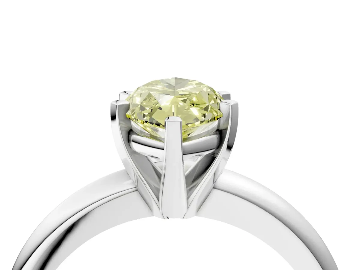 Fancy Yellow Marquise Cut Diamond Solitaire Engagement Ring with Round Band and Four-Prong Setting White gold