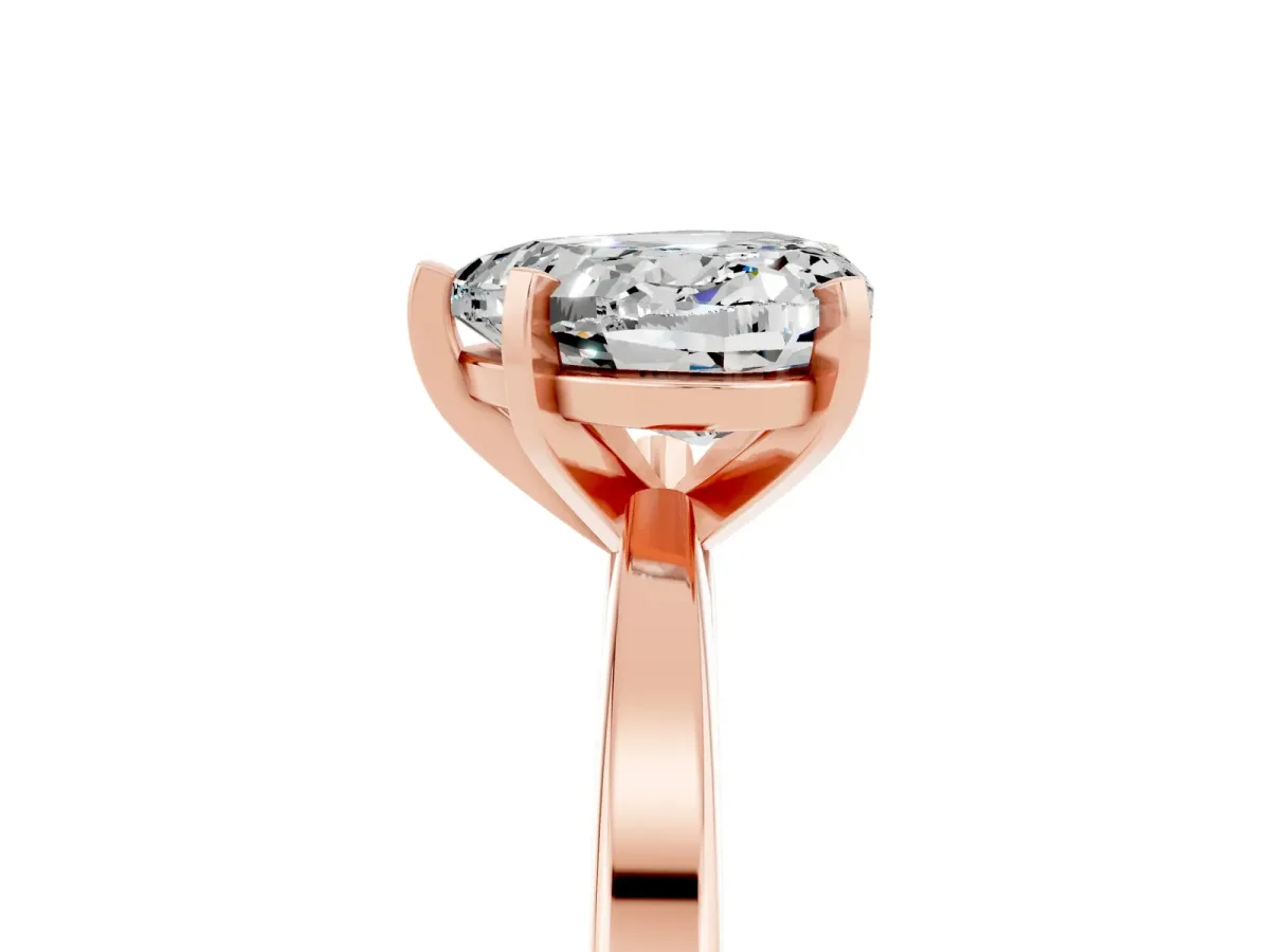 Heart Cut Moissanite Solitaire Engagement Ring with Classic Band and Four-Prong Setting Rose gold