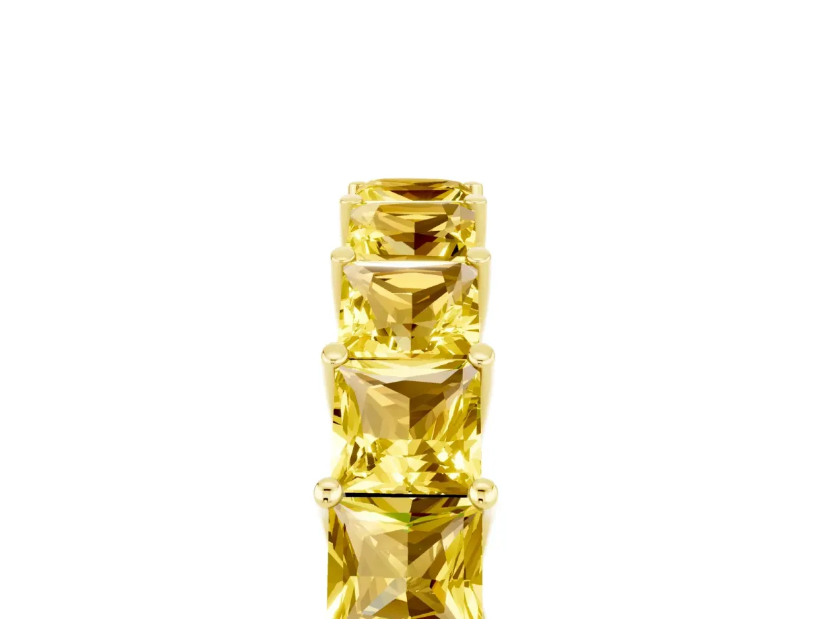 Princess Cut Yellow Sapphire Channel-Set Eternity Band with Prong Setting Yellow gold