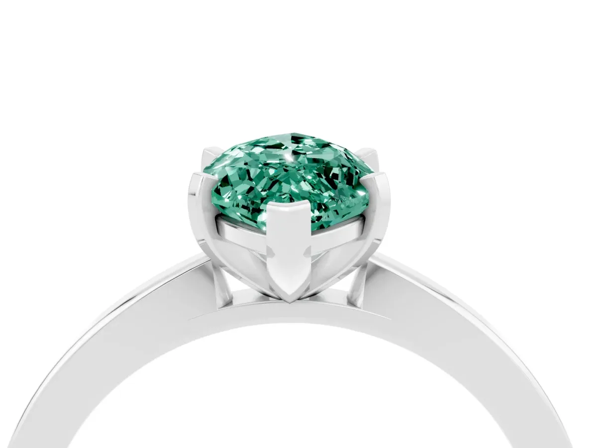 Marquise Cut Green Sapphire Solitaire Engagement Ring with Classic Band and Four-Prong Setting Platinum