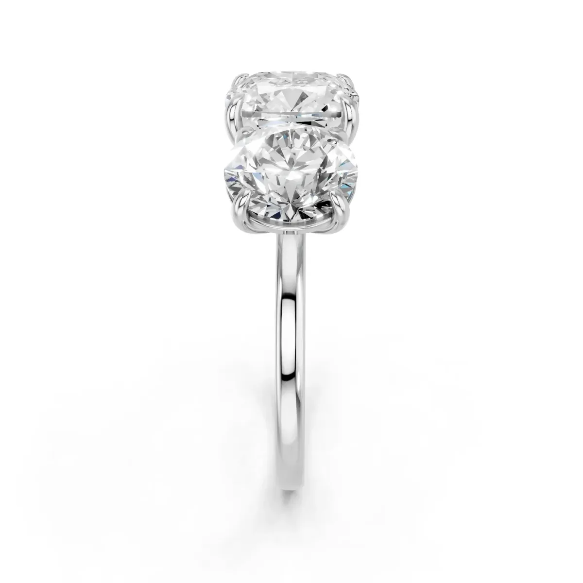 Round and Cushion Toi Moi Ring with Prong Setting and Plain Band Silver