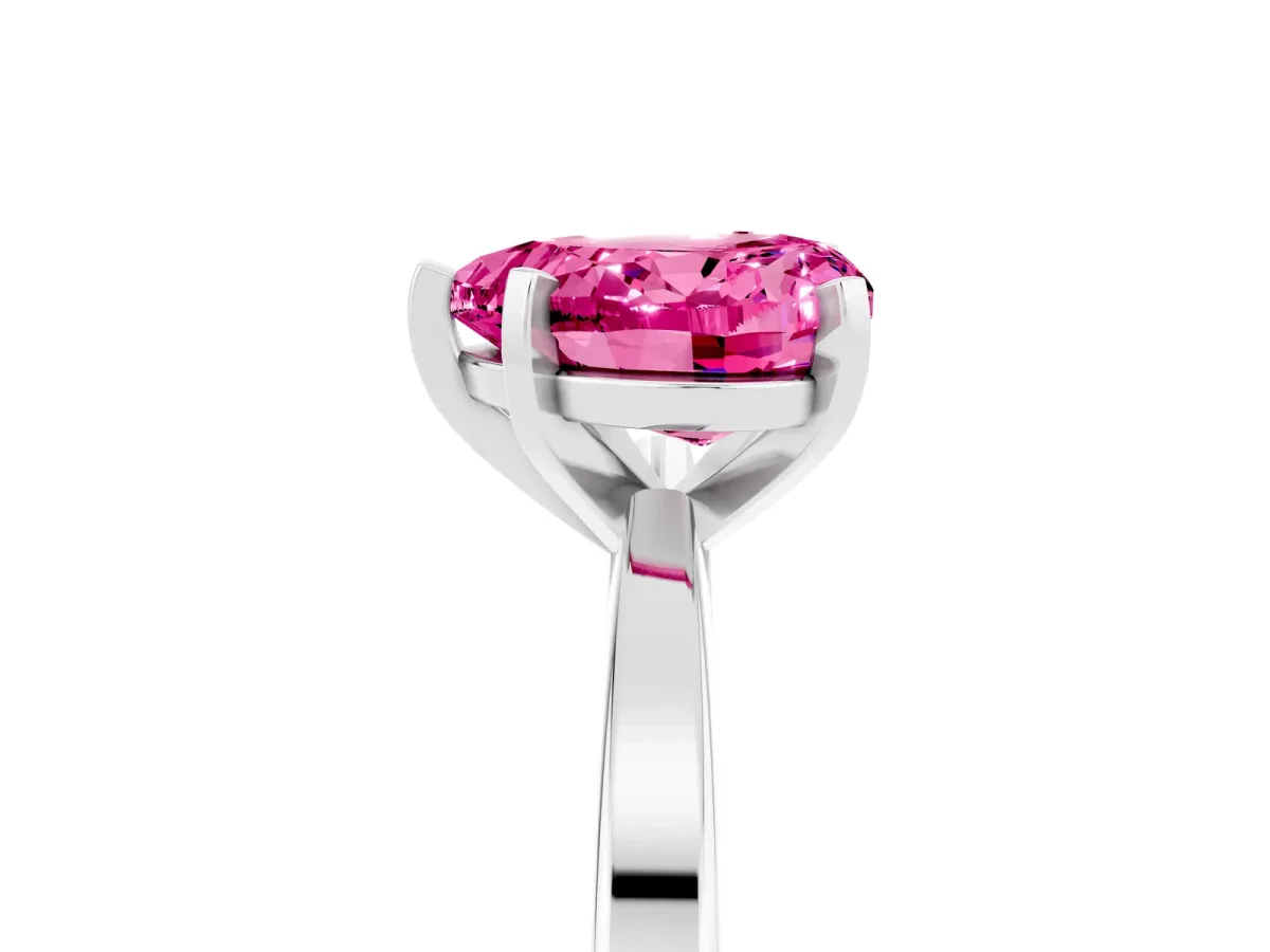 Heart Cut Pink Sapphire Solitaire Engagement Ring with Classic Band and Four-Prong Setting White gold