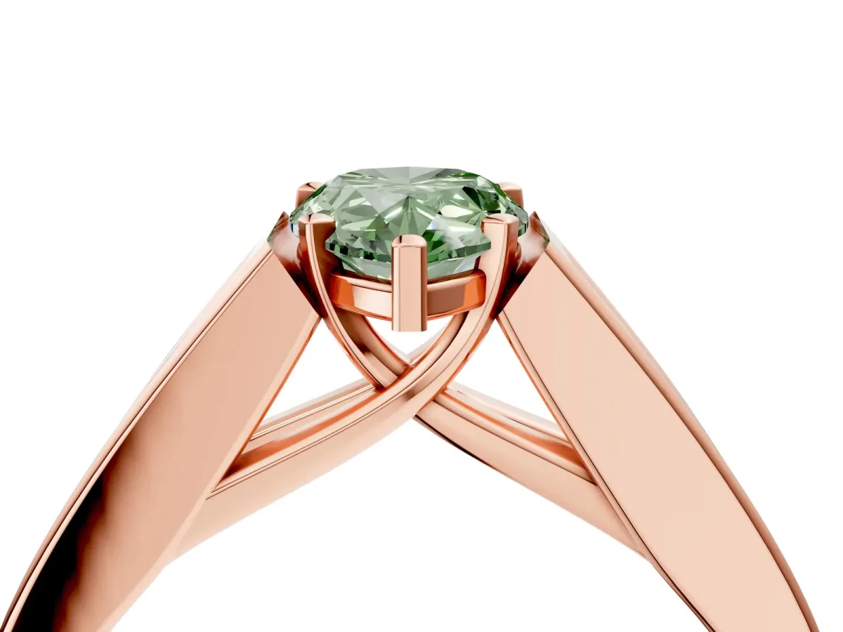 Fancy Green Pear Cut Cut Channel Set Solitaire Ring with Four-Prong Setting Rose gold