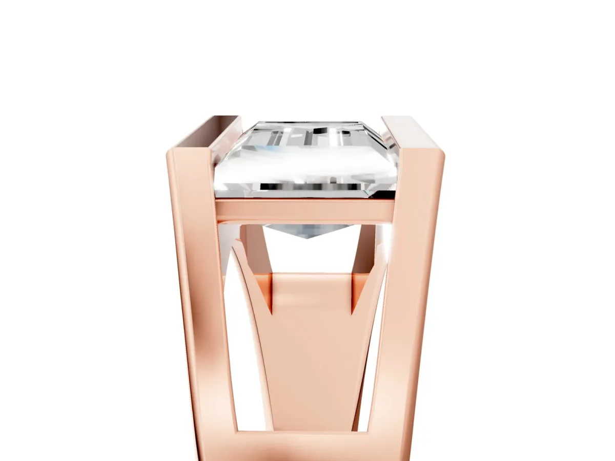 Baguette Diamond Geometric Solitaire Ring Rose gold