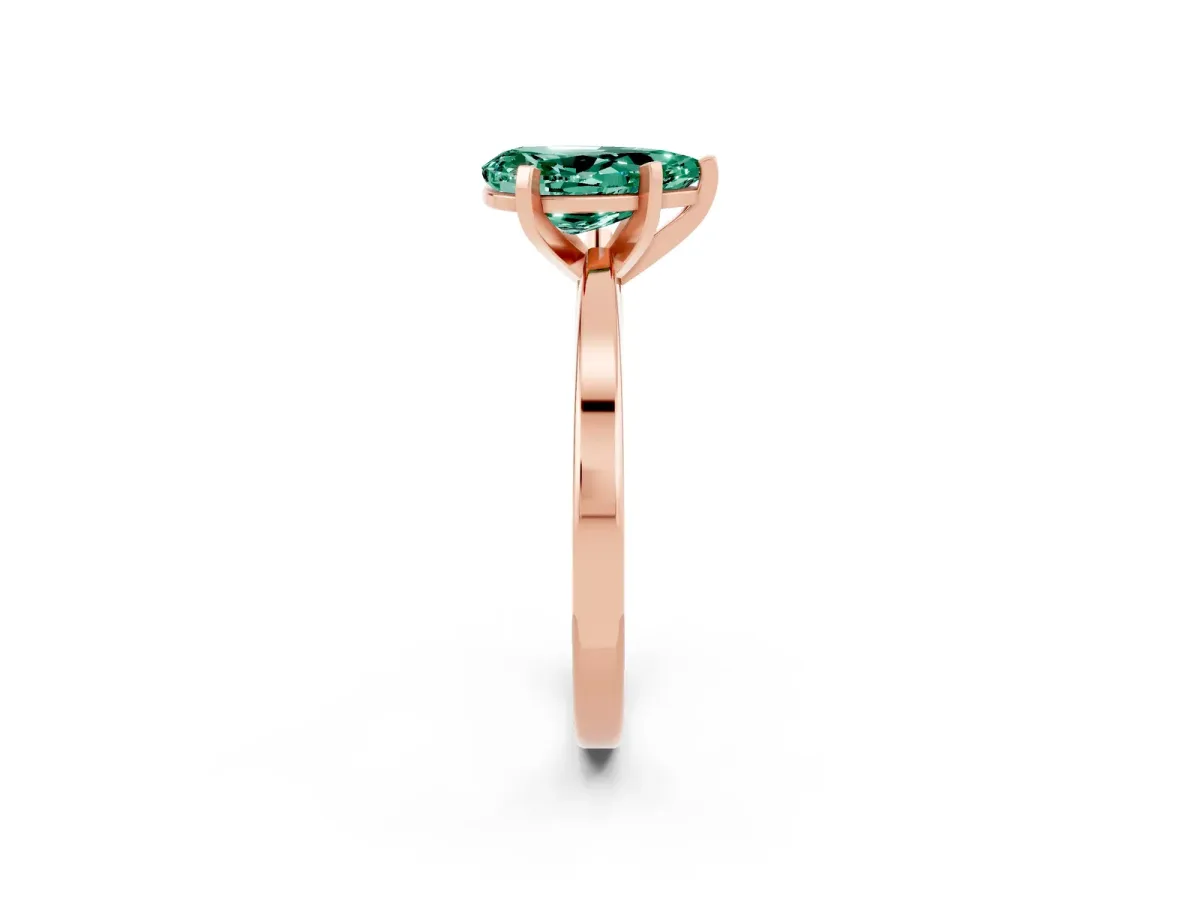 Pear Cut Green Sapphire Solitaire Engagement Ring with Classic Band and Four-Prong Setting Rose gold