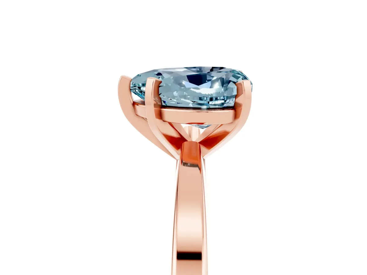 Heart Cut Aquamarine Solitaire Engagement Ring with Classic Band and Four-Prong Setting Rose gold