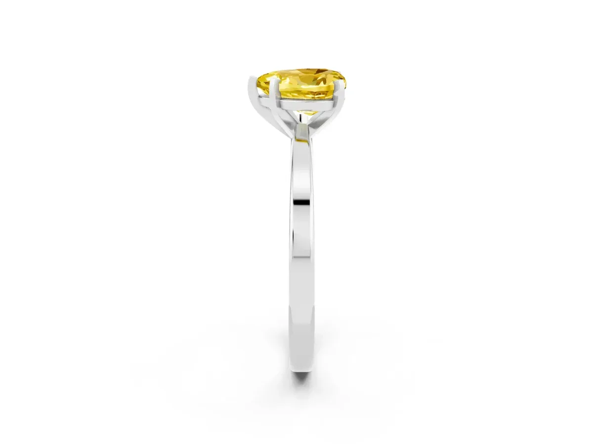 Heart Cut Yellow Sapphire Solitaire Engagement Ring with Classic Band and Four-Prong Setting White gold