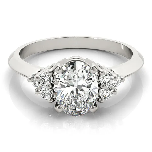 Asscher Cut Cut Diamond Cluster Ring with Solitaire Band and Four-Prong Setting Platinum