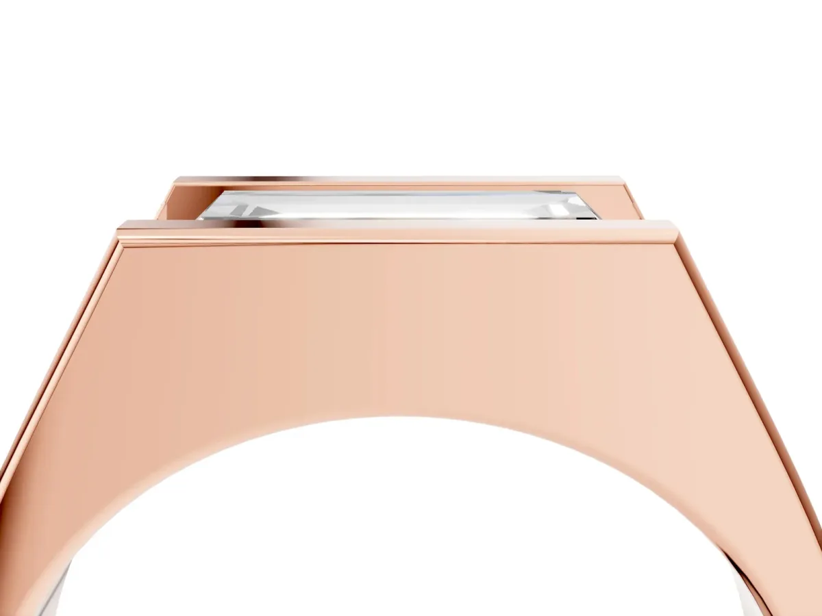 Baguette Diamond Geometric Solitaire Ring Rose gold