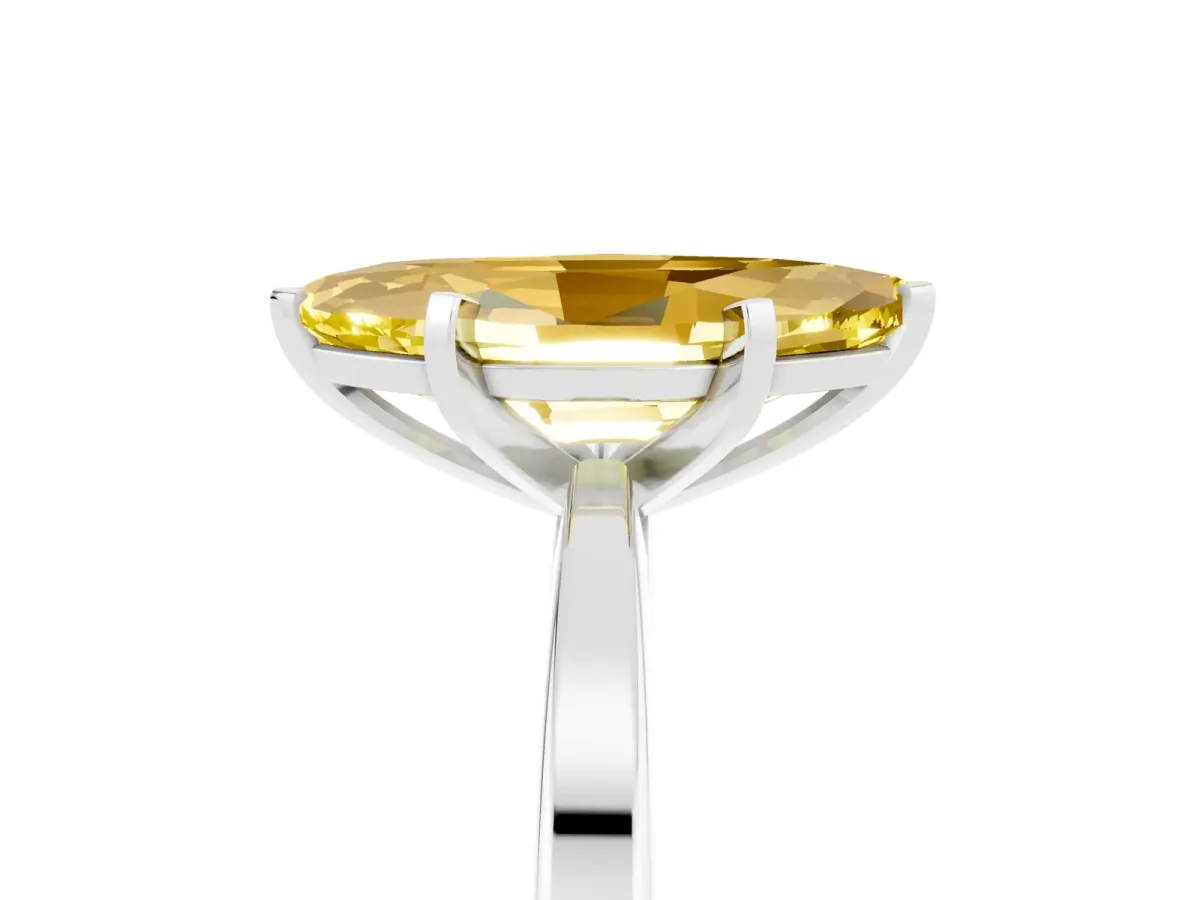 Marquise Cut Yellow Sapphire Solitaire Engagement Ring with Classic Band and Four-Prong Setting White gold