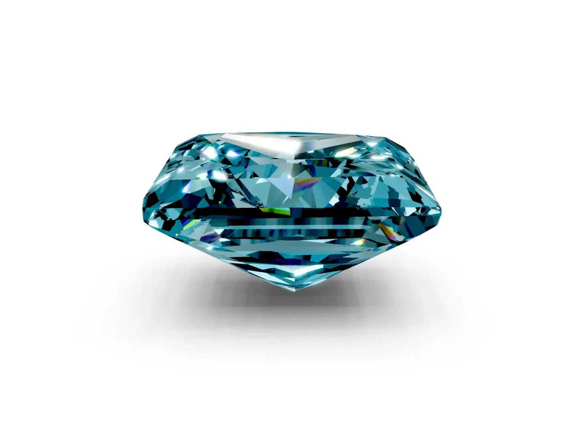 Princess Cut Blue Topaz Solitaire Twisted Band with Round Accents and Prong Setting White gold