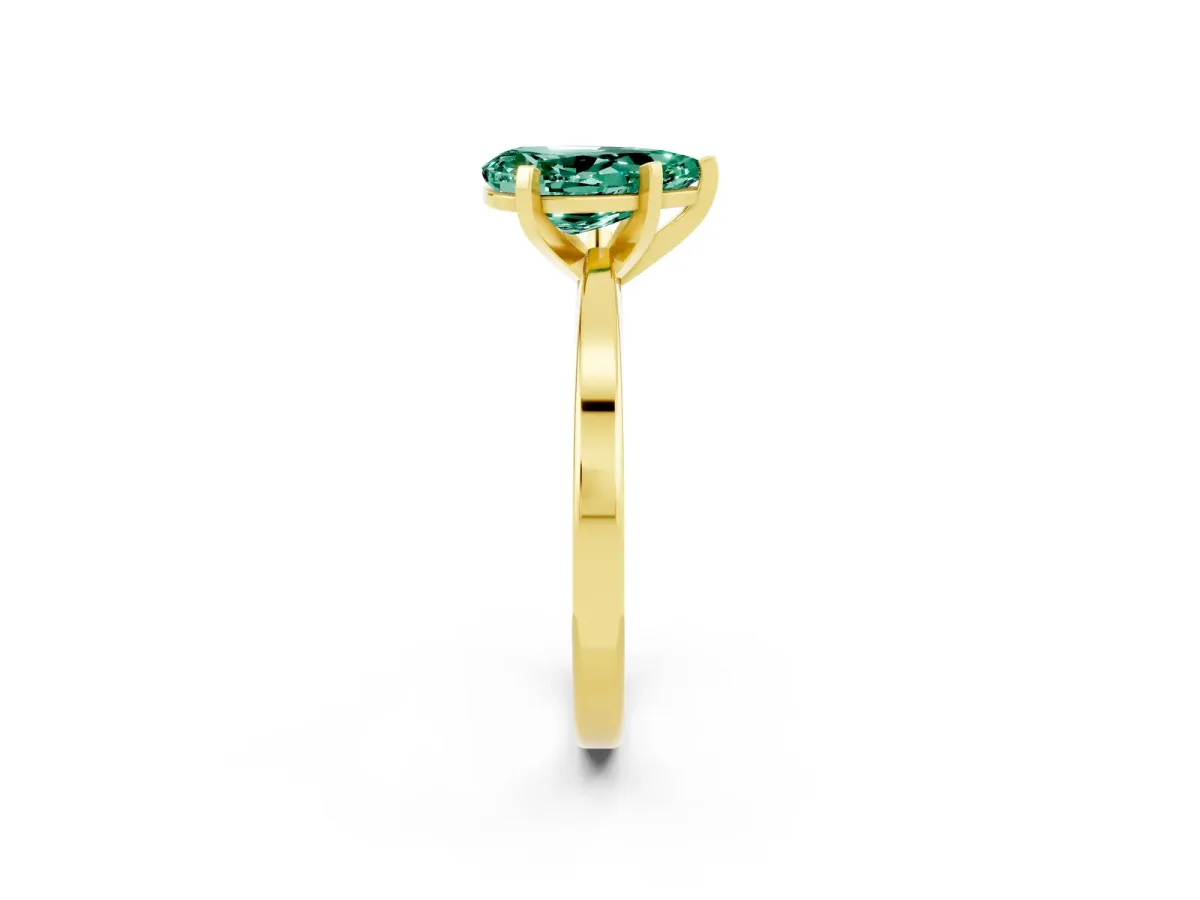Pear Cut Green Sapphire Solitaire Engagement Ring with Classic Band and Four-Prong Setting Yellow gold