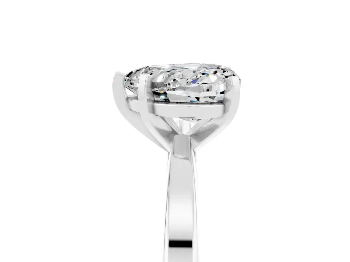 Heart Cut Moissanite Solitaire Engagement Ring with Classic Band and Four-Prong Setting White gold