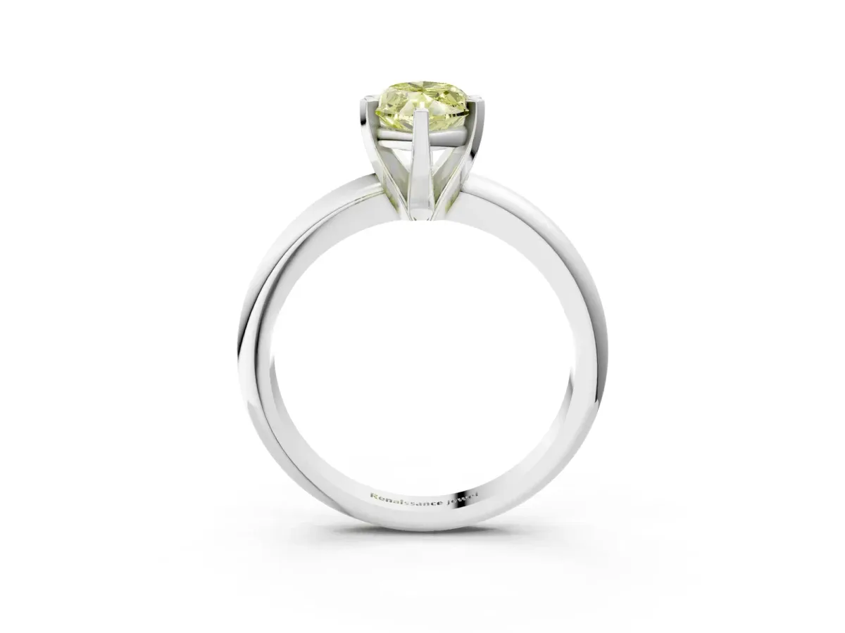 Fancy Yellow Marquise Cut Diamond Solitaire Engagement Ring with Round Band and Four-Prong Setting White gold