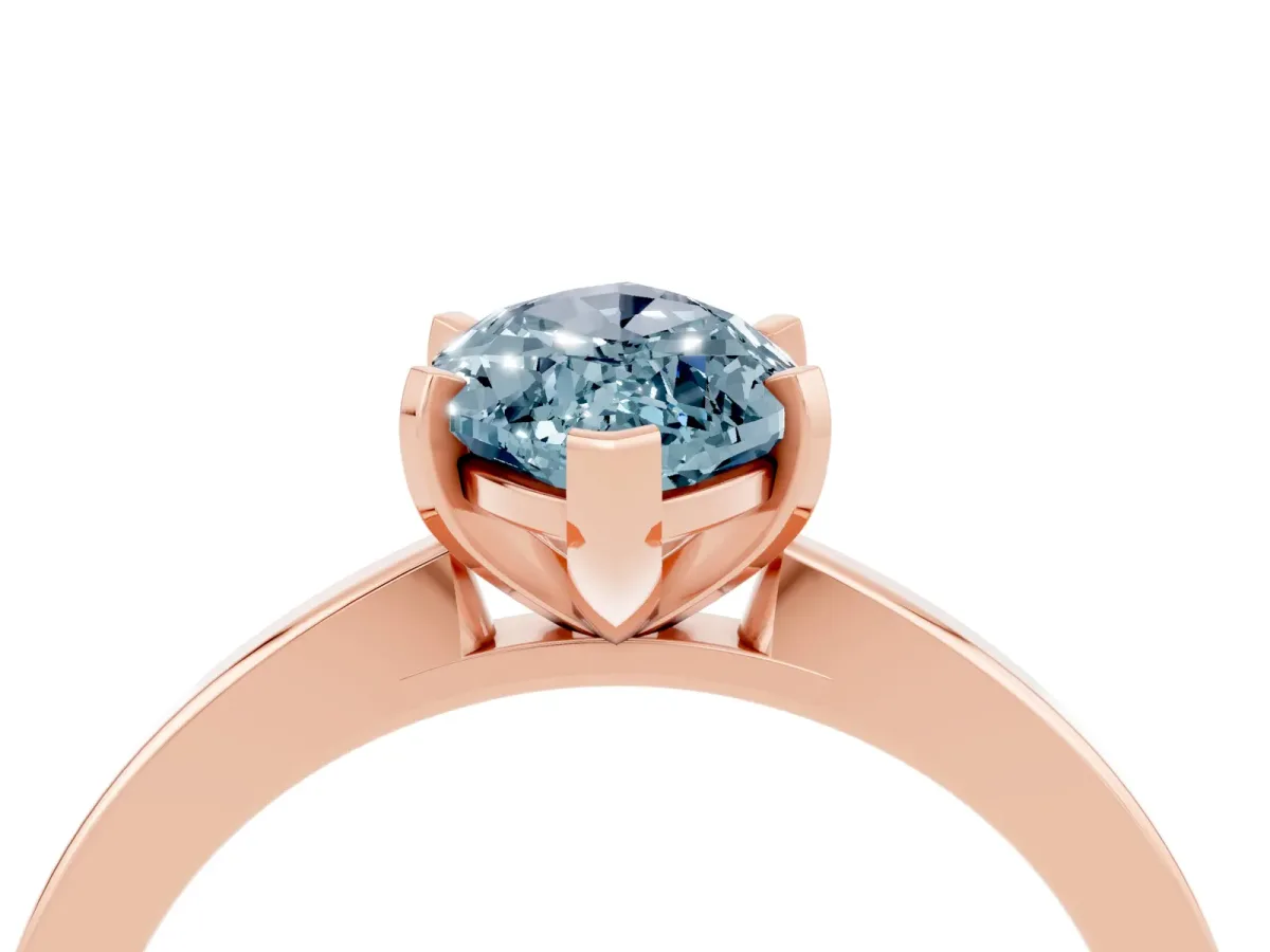 Marquise Cut Aquamarine Solitaire Engagement Ring with Classic Band and Four-Prong Setting Rose gold