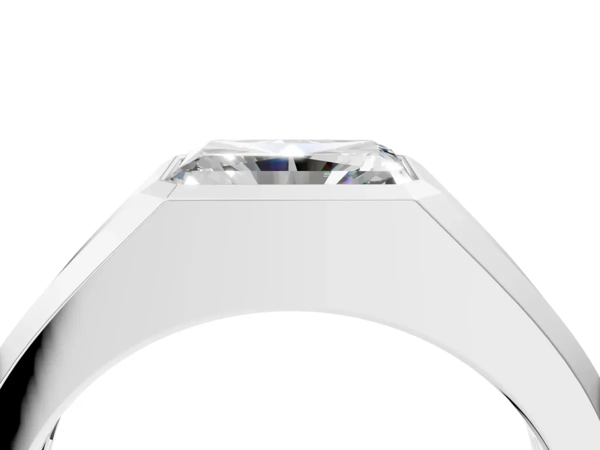 Radiant Diamond Wide Bezel Mens Ring Platinum