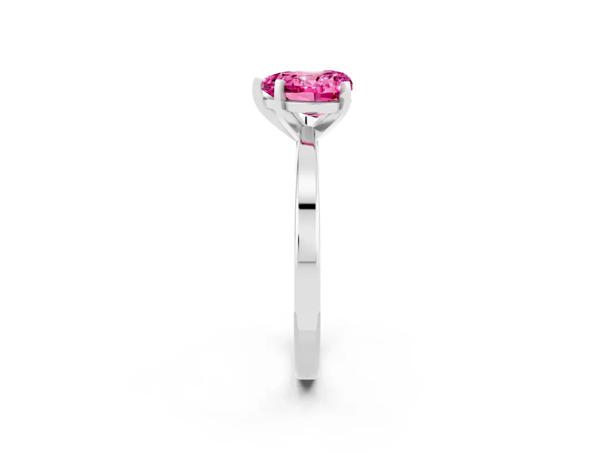 Heart Cut Pink Sapphire Solitaire Engagement Ring with Classic Band and Four-Prong Setting White gold