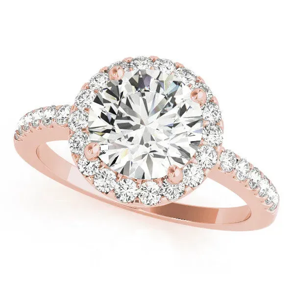 Marquise Cut Diamond Halo Ring with Pavé Band and Four-Prong Setting Rose gold