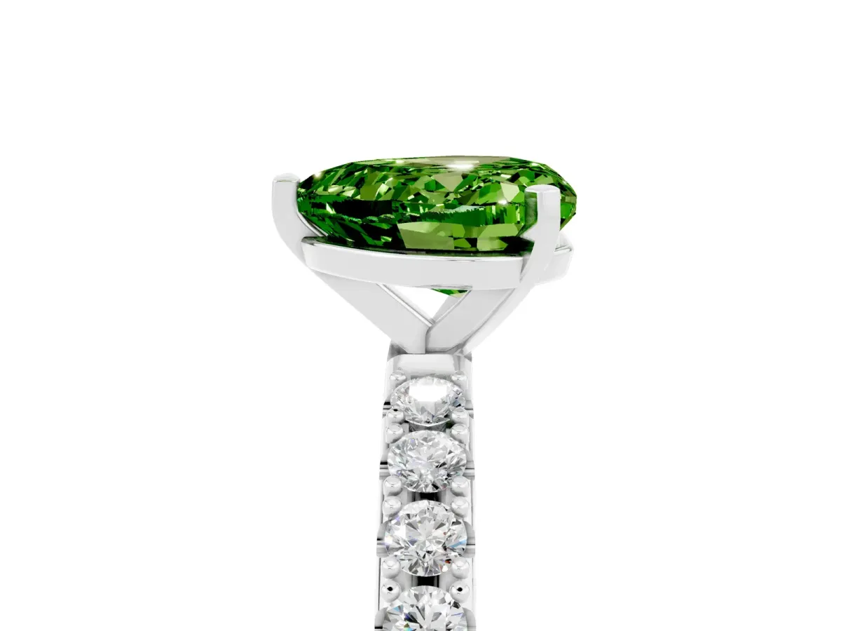 Heart Cut Peridot Solitaire Pavé Band with Four-Prong Setting Silver