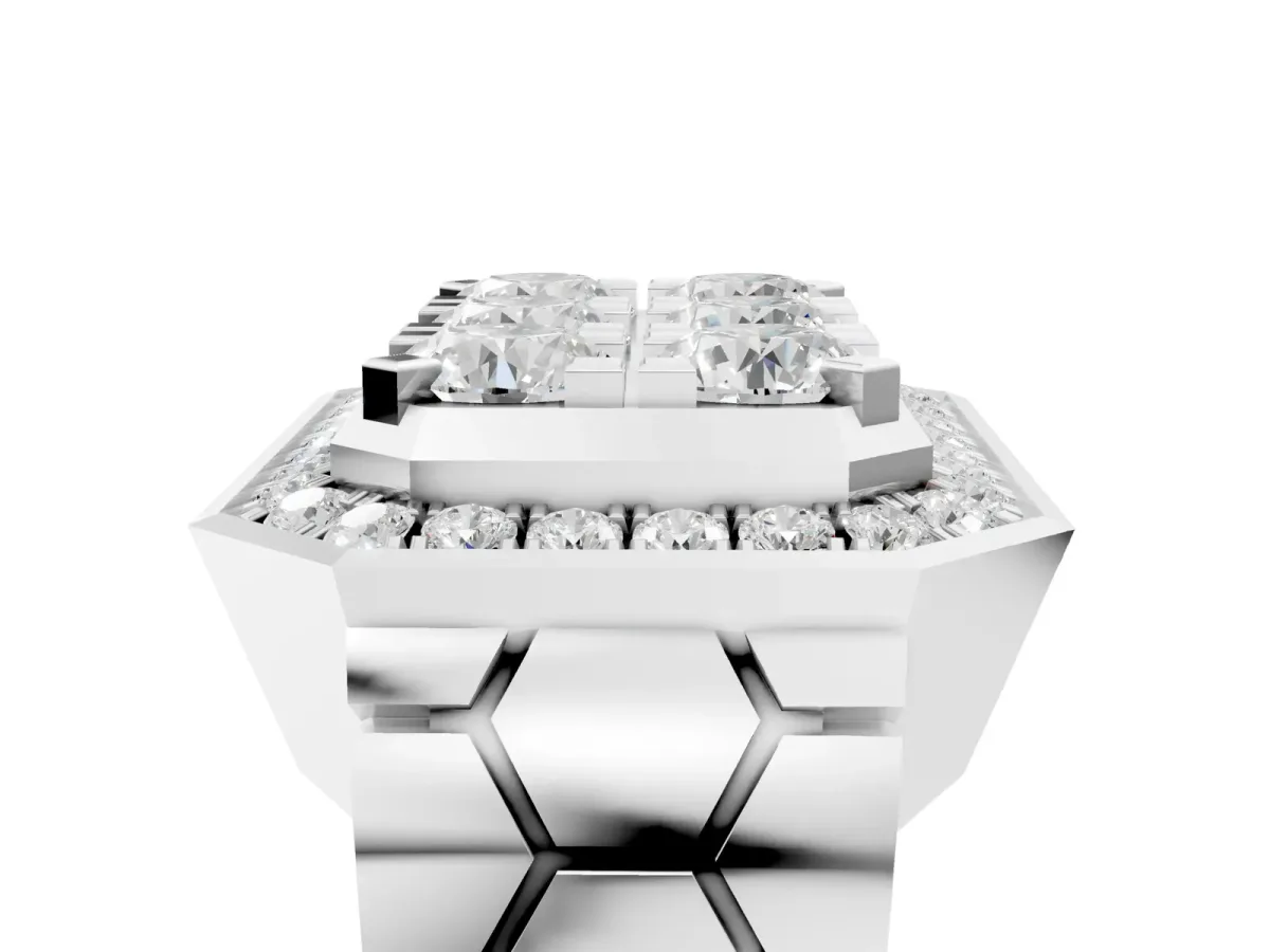 Round Diamond Cluster Halo Mens Ring Platinum