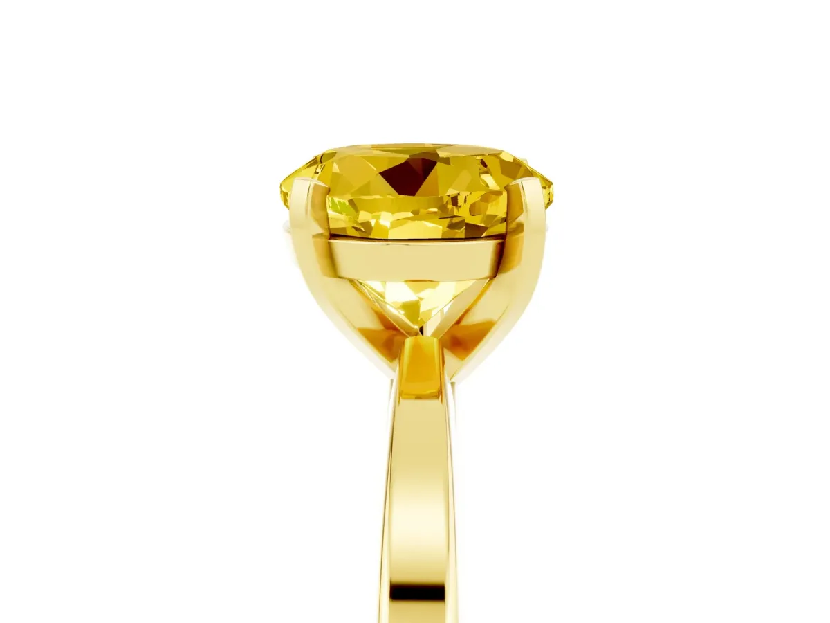 Round Cut Yellow Sapphire Solitaire Engagement Ring with Classic Band and Four-Prong Setting Yellow gold