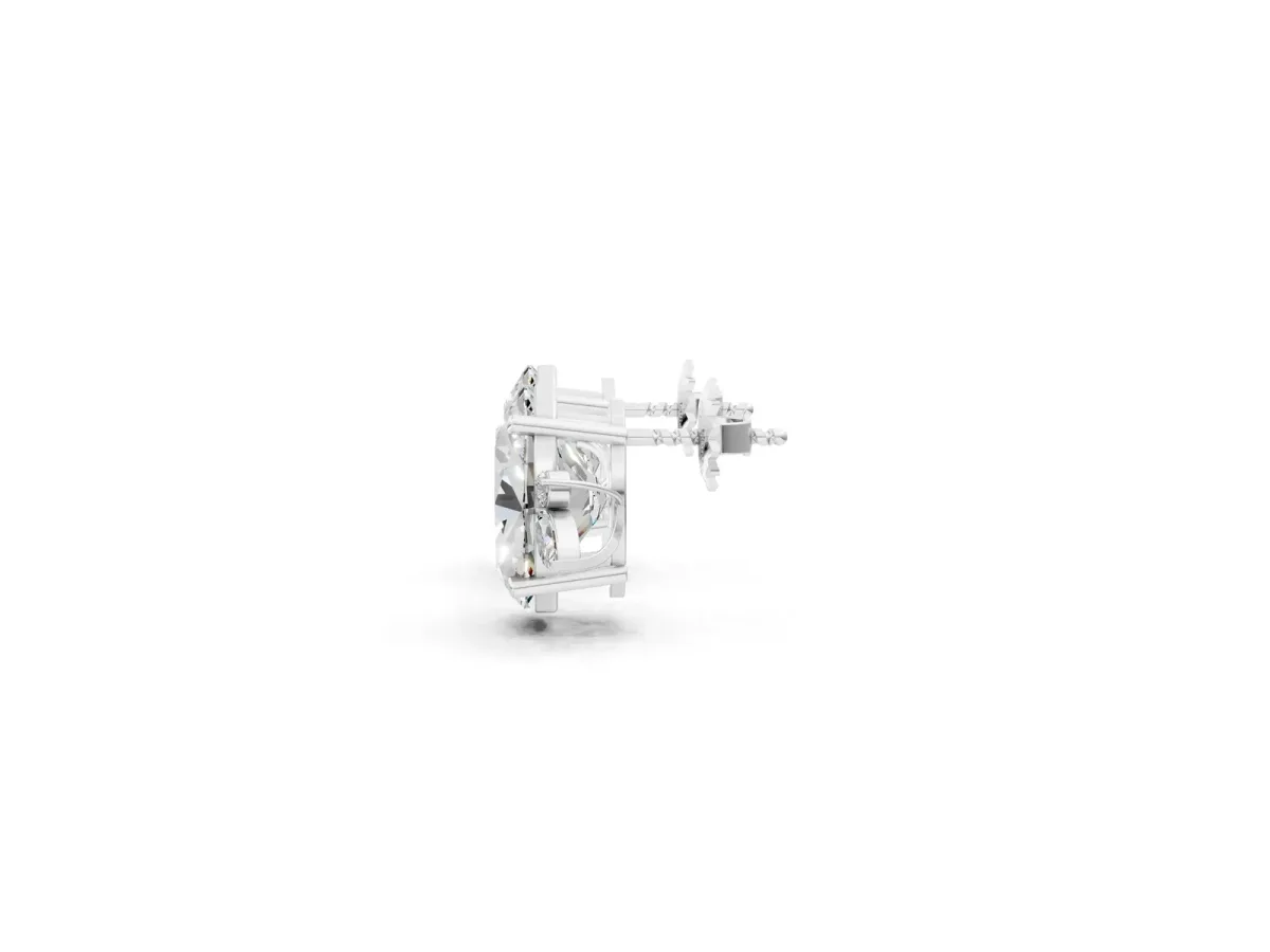 Oval Cut Diamond Nature-Inspired Stud Earrings with Marquise and Round Accents White gold