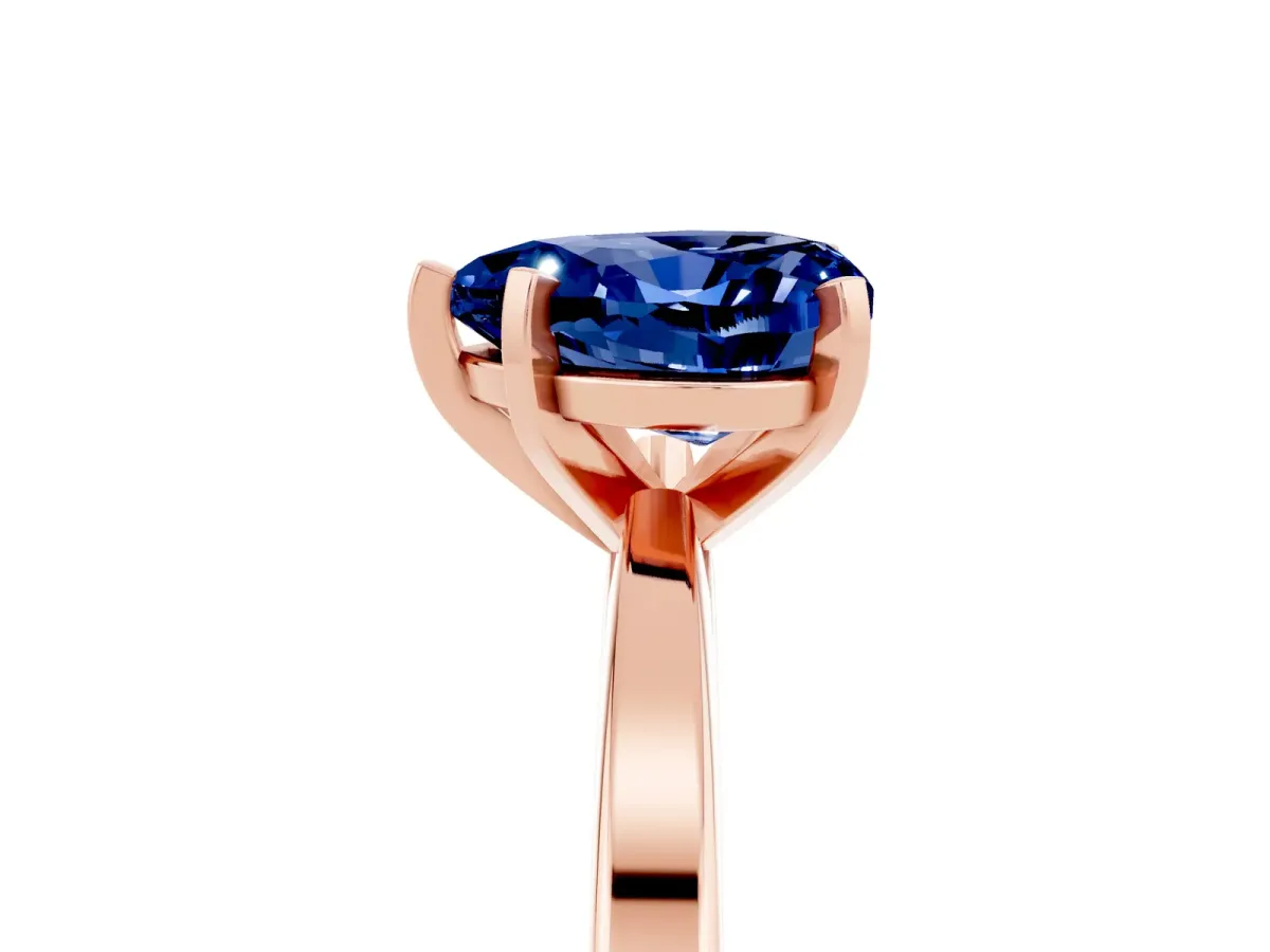 Heart Cut Blue Sapphire Solitaire Engagement Ring with Classic Band and Four-Prong Setting Rose gold