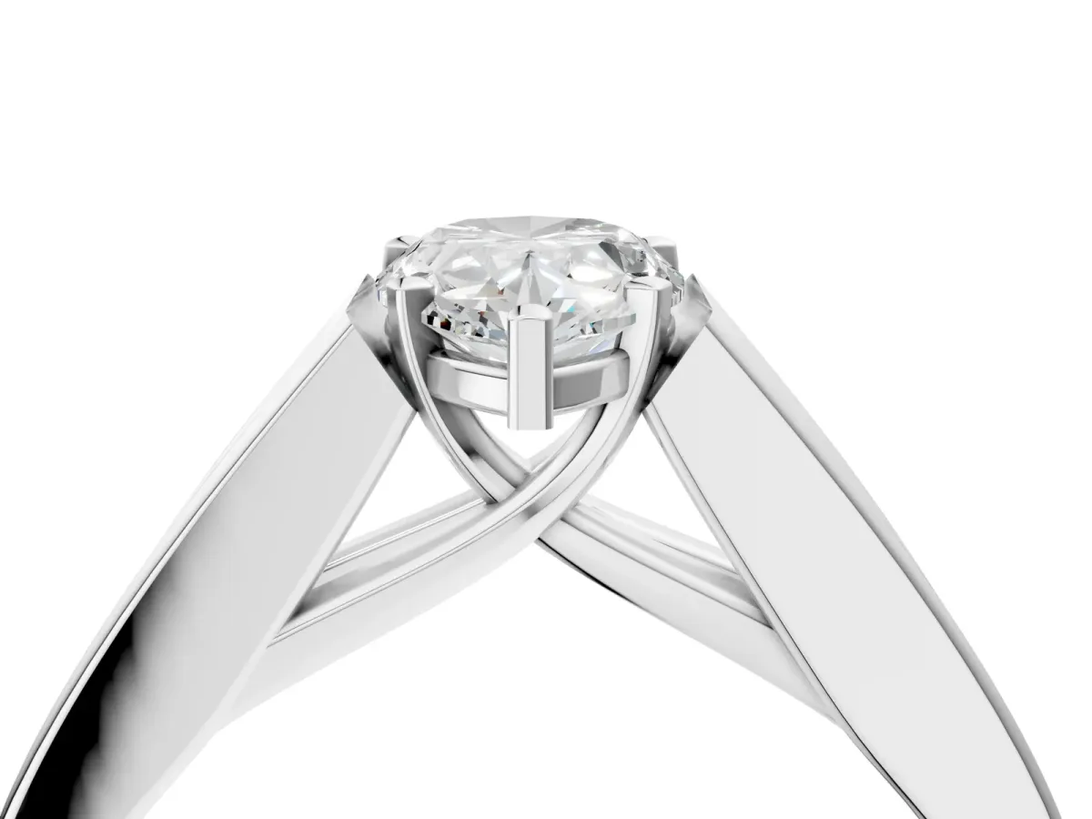 Pear Cut Cut Channel Set Solitaire Ring with Four-Prong Setting White gold