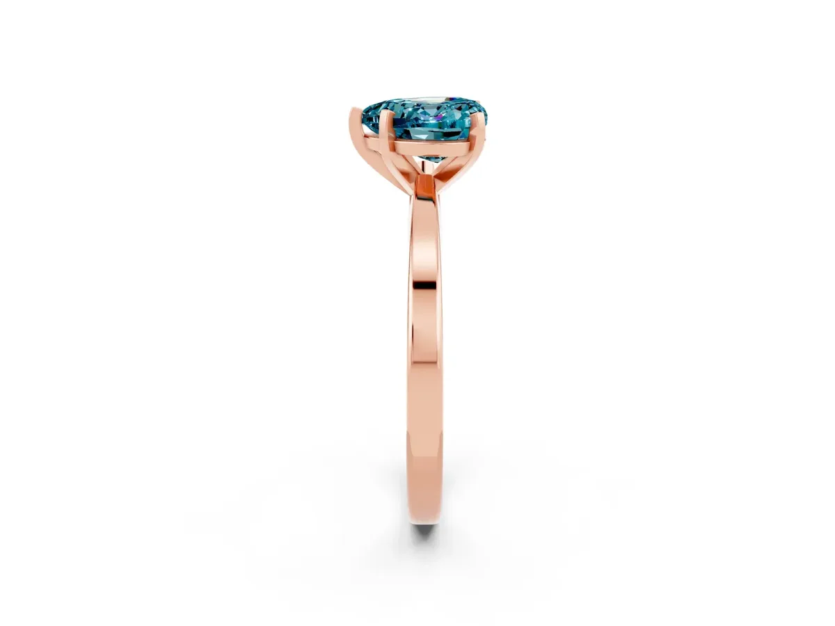 Heart Cut Blue Topaz Solitaire Engagement Ring with Classic Band and Four-Prong Setting Rose gold