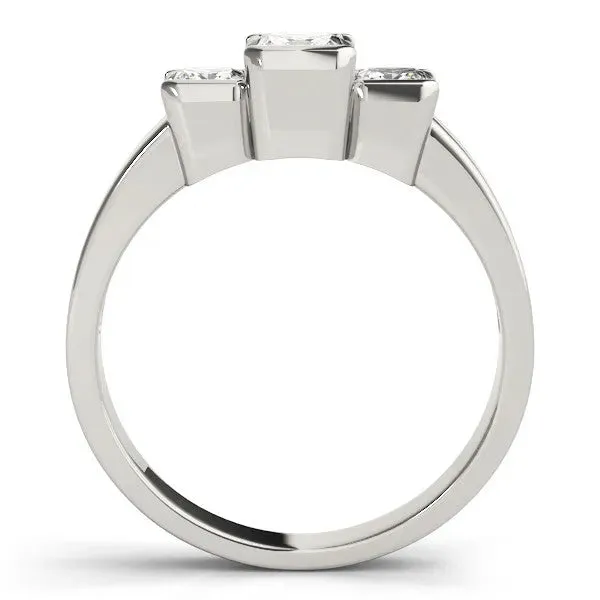 Three Stone Pear Cut Cut Channel Set Diamond Ring Silver