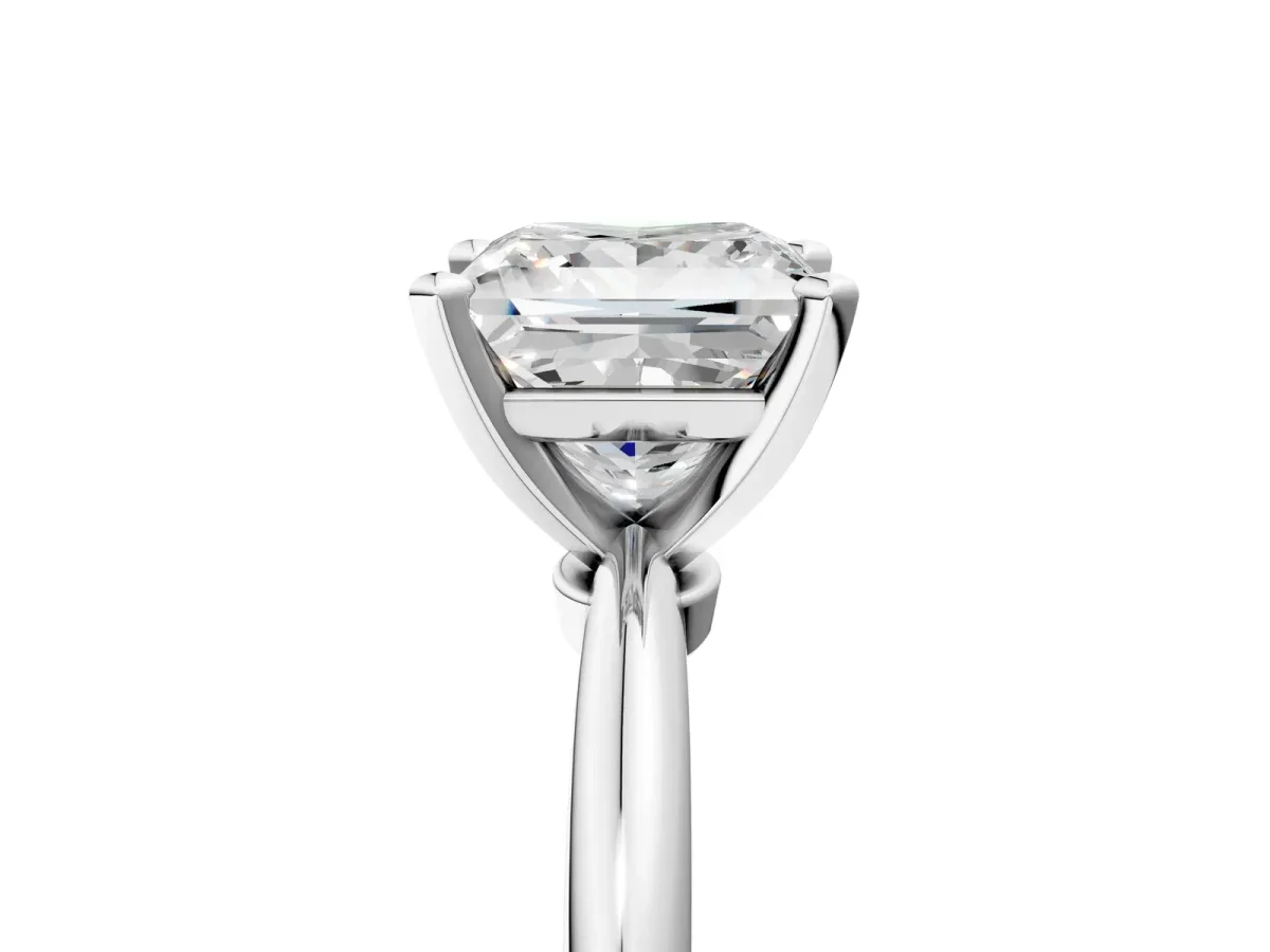 Princess Cut Diamond Solitaire Ring with Six-Prong Setting and Classic Band Silver