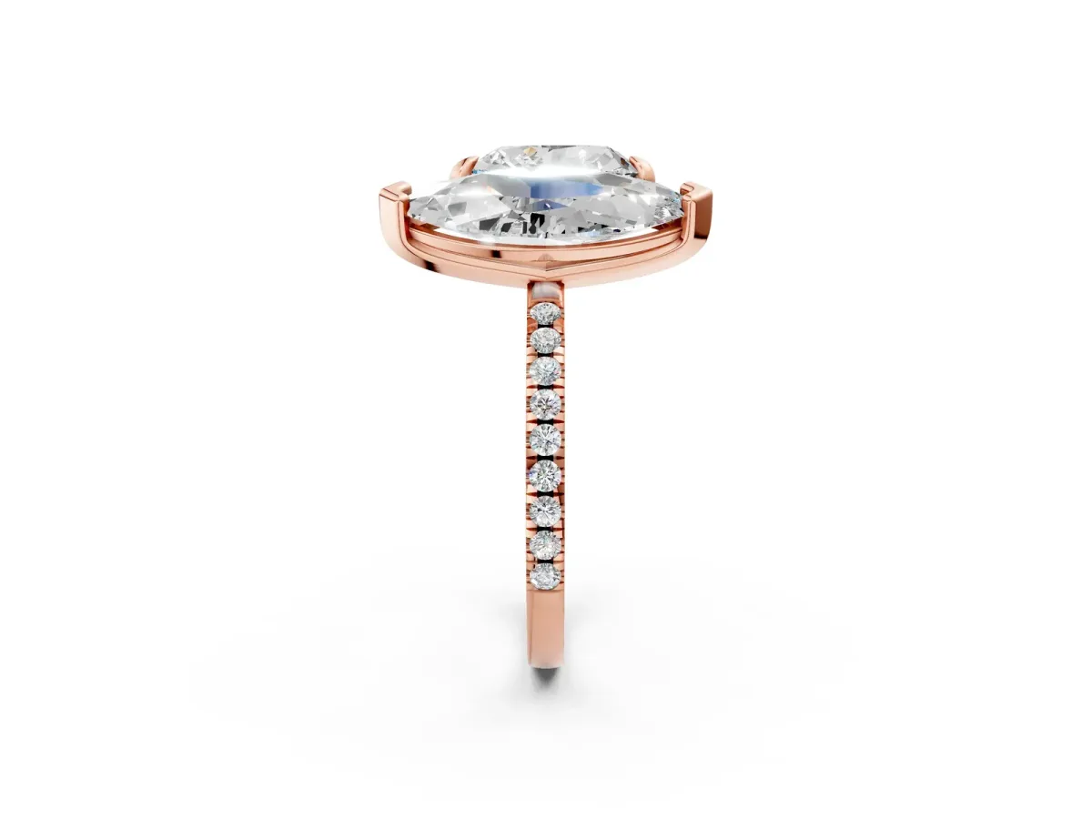 Heart and Marquise Toi Moi Ring with Prong Setting and Pave Band Rose gold