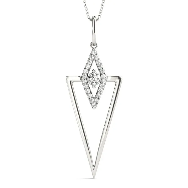 Diamond Marquise Halo Pendant with V-Prong Setting White gold