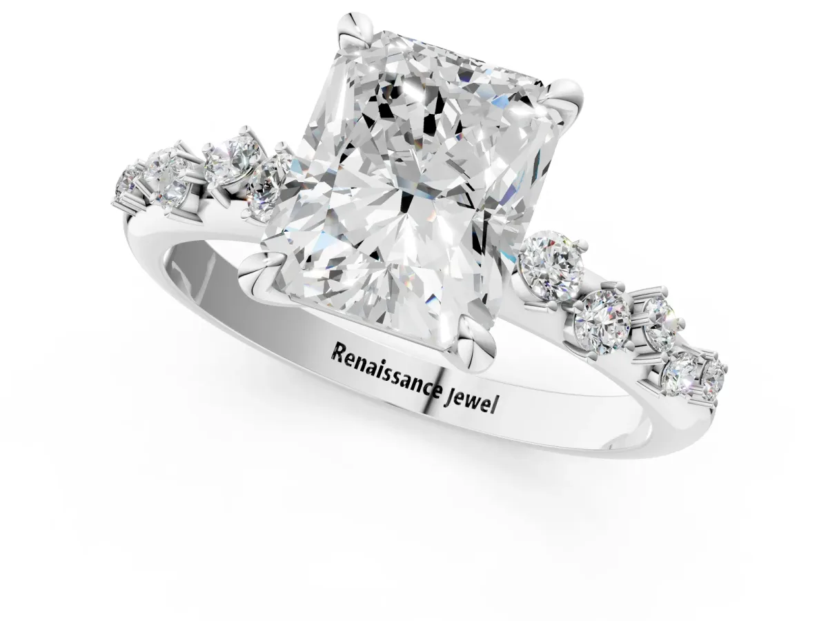 Radiant Cut Cut Diamond Vine Band with Four-Prong Setting Platinum