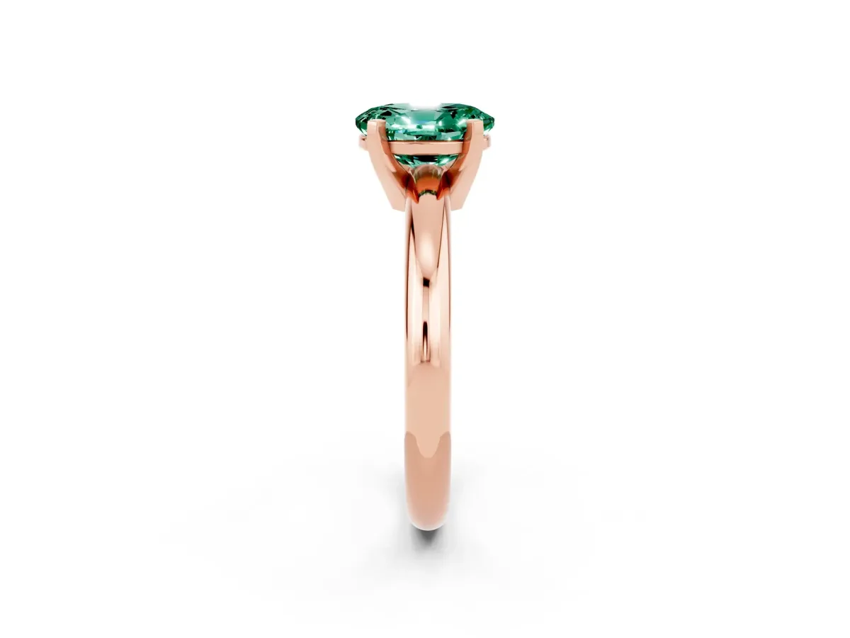 Oval Cut Green Sapphire Solitaire Engagement Ring with Round Band and Four-Prong Setting Rose gold