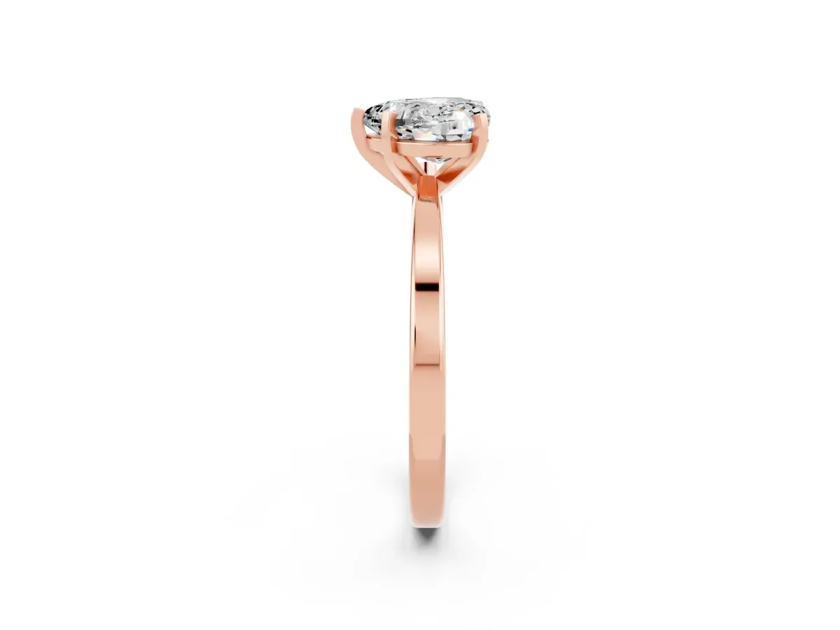 Heart Cut Moissanite Solitaire Engagement Ring with Classic Band and Four-Prong Setting Rose gold