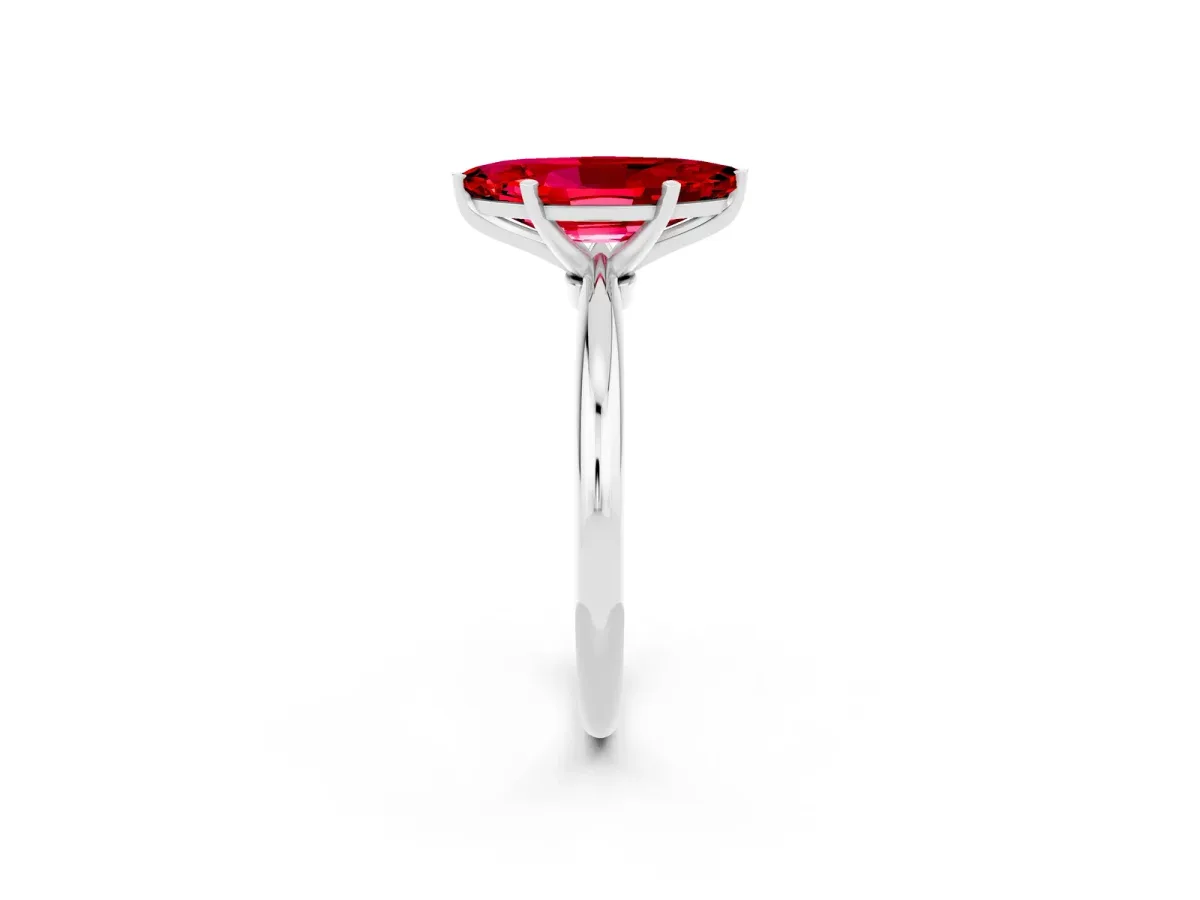Marquise Cut Ruby Solitaire Ring with Six-Prong Setting and Classic Band Silver