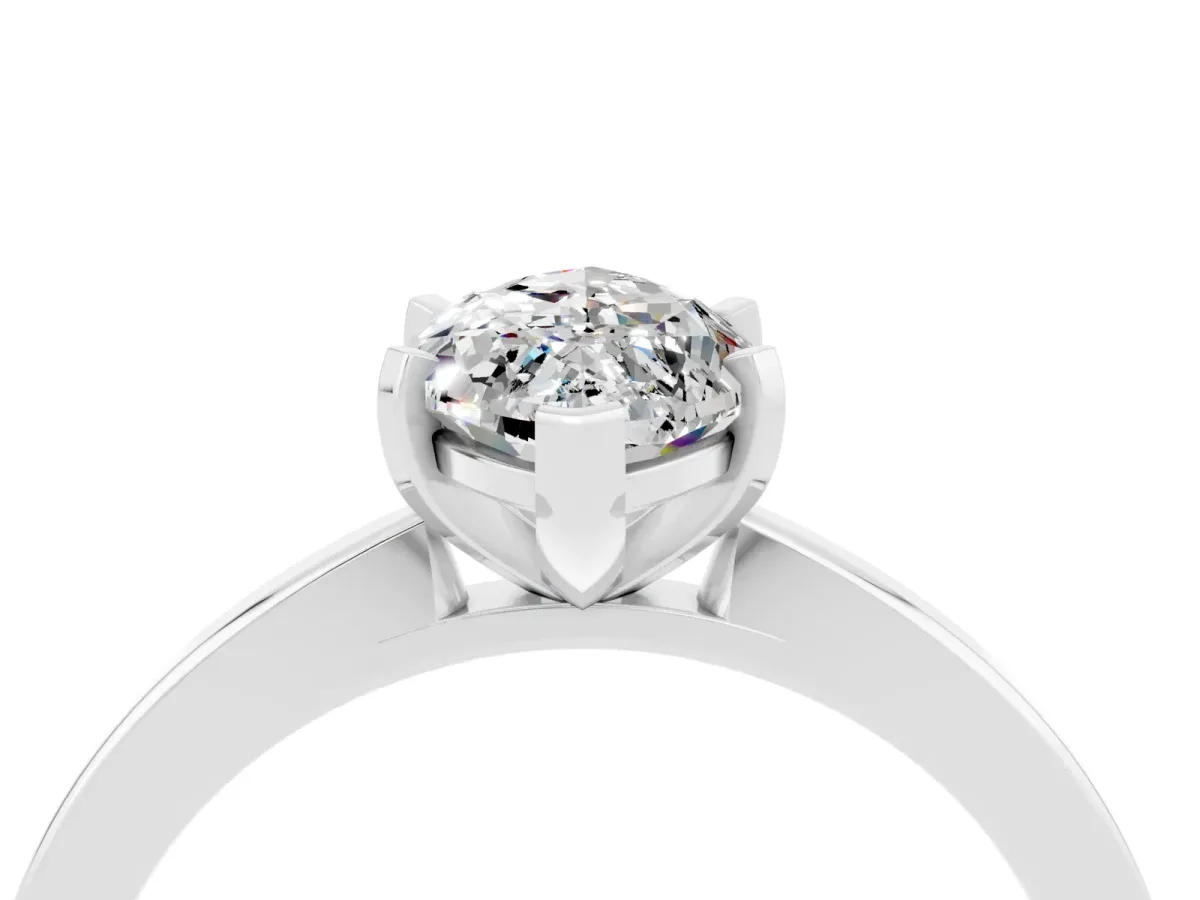 Marquise Cut Moissanite Solitaire Engagement Ring with Classic Band and Four-Prong Setting White gold