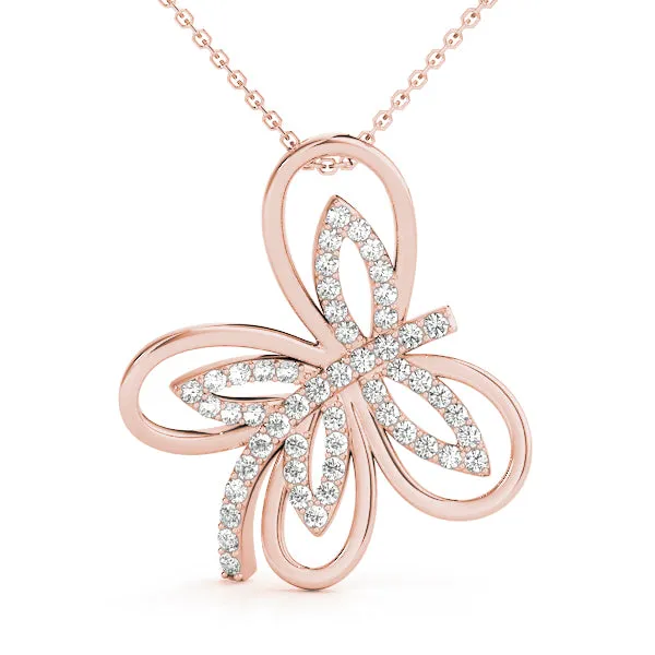 Pavé Diamond Marquise Butterfly Pendant Rose gold