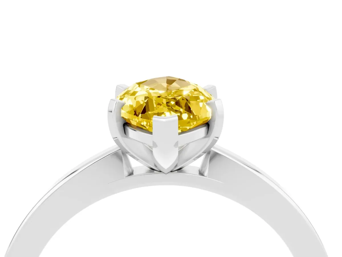 Marquise Cut Yellow Sapphire Solitaire Engagement Ring with Classic Band and Four-Prong Setting White gold