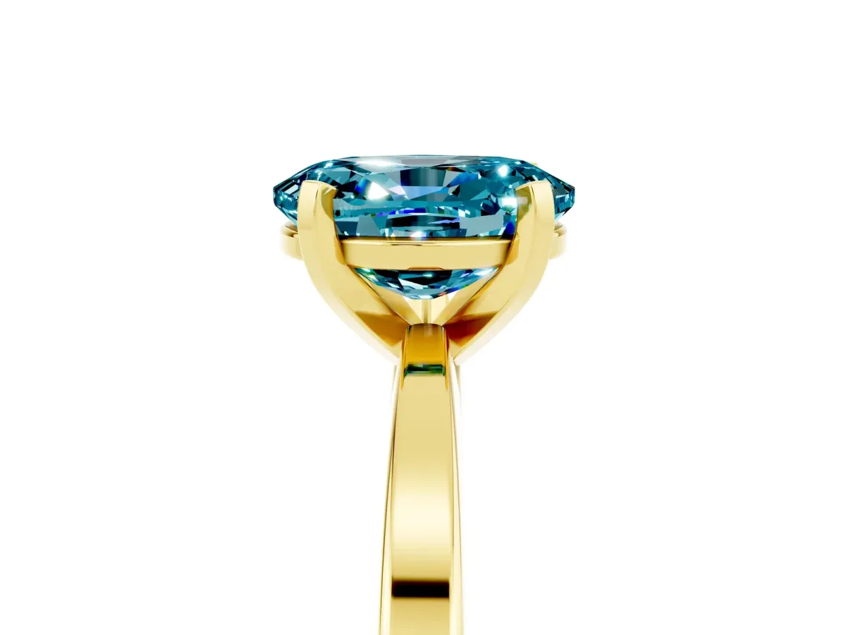 Oval Cut Blue Topaz Solitaire Engagement Ring with Classic Band and Four-Prong Setting Yellow gold