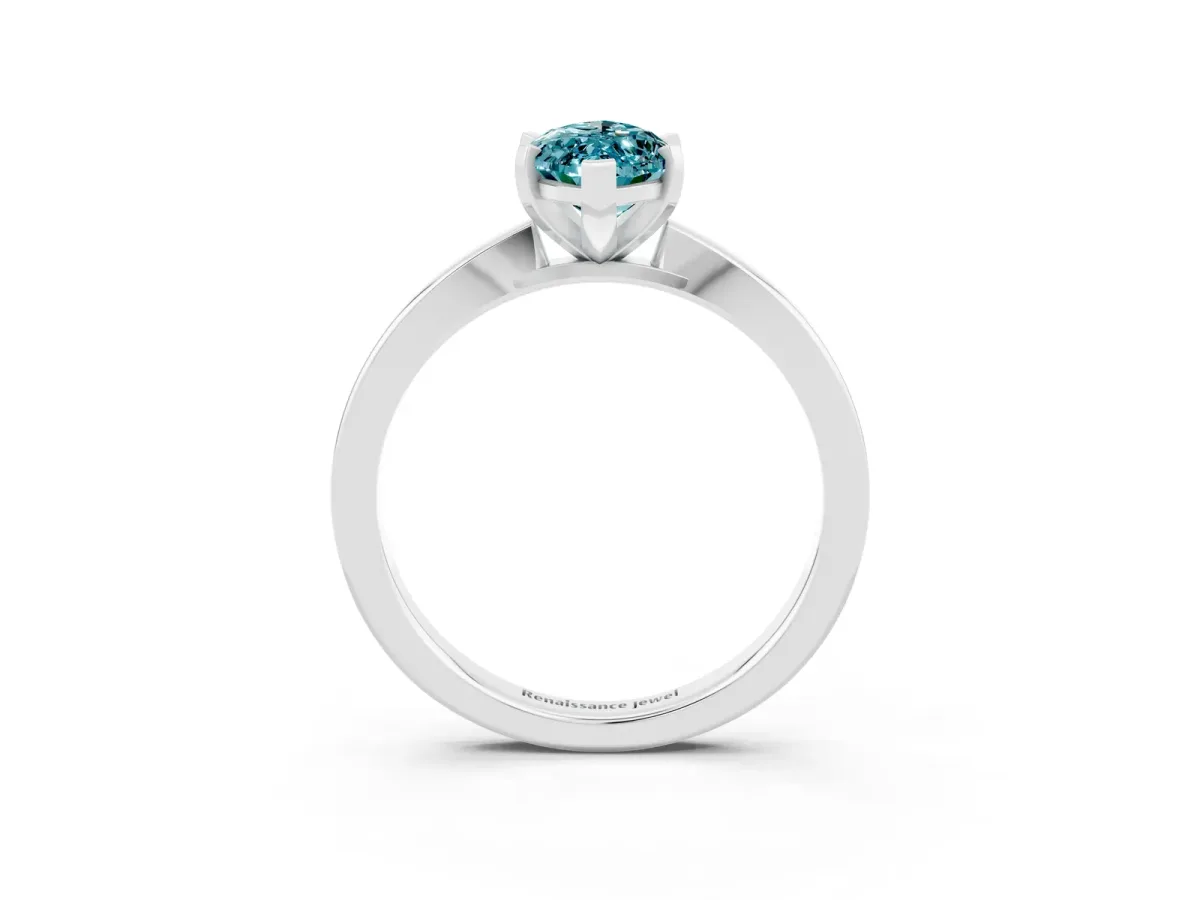Marquise Cut Blue Topaz Solitaire Engagement Ring with Classic Band and Four-Prong Setting White gold