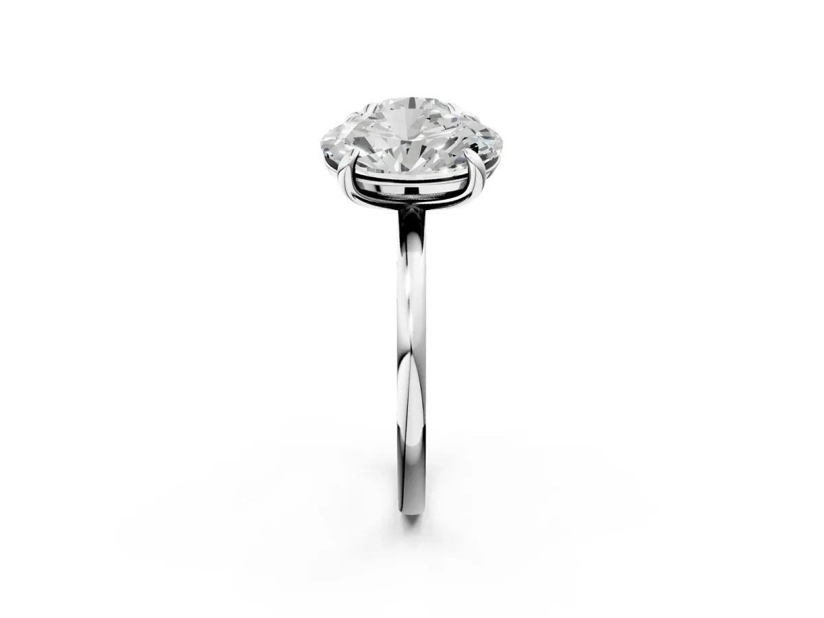 Round and Oval Toi Moi Ring with Prong Setting and Plain Band Silver
