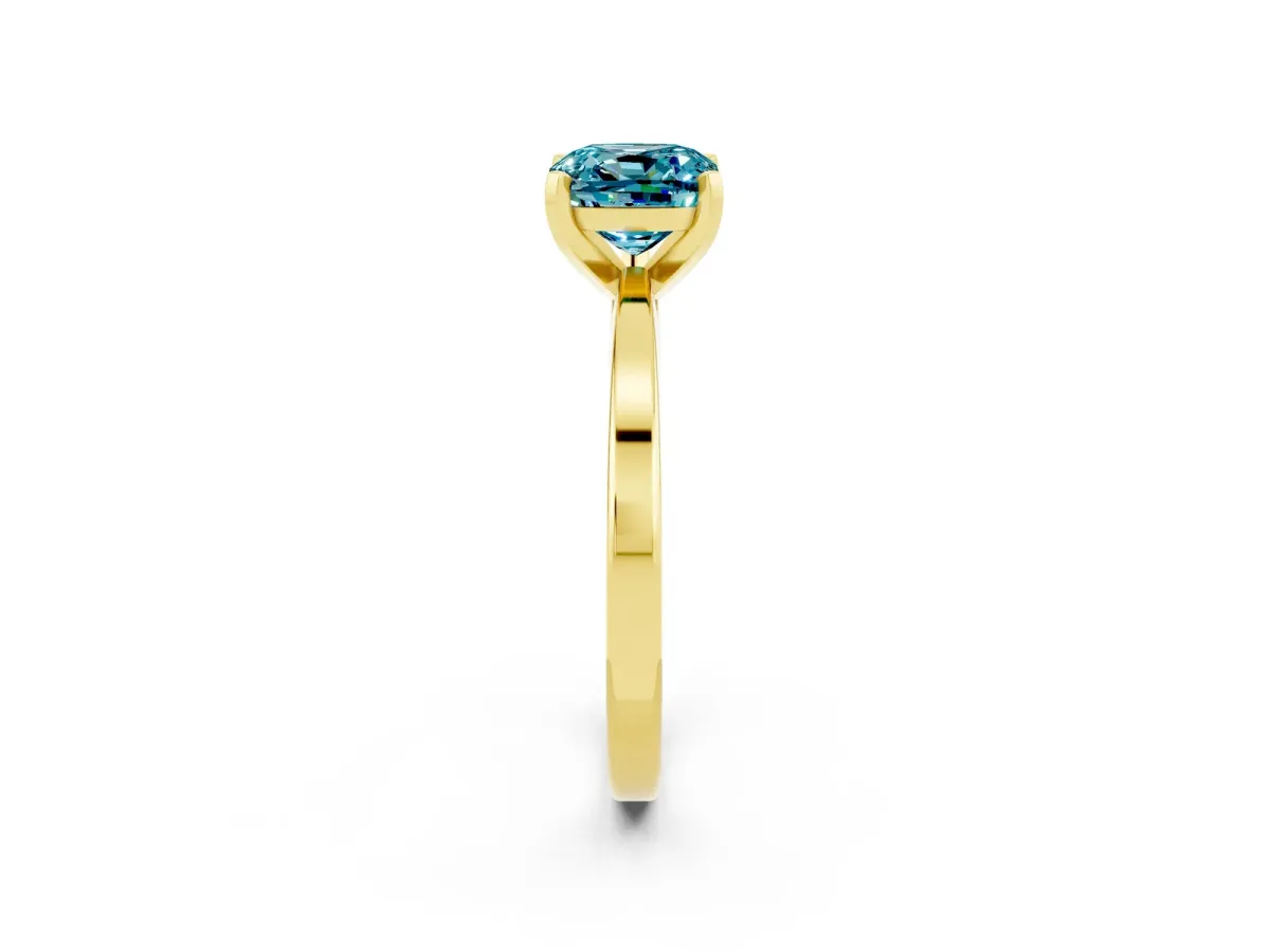 Cushion Cut Blue Topaz Solitaire Engagement Ring with Classic Band and Four-Prong Setting Yellow gold